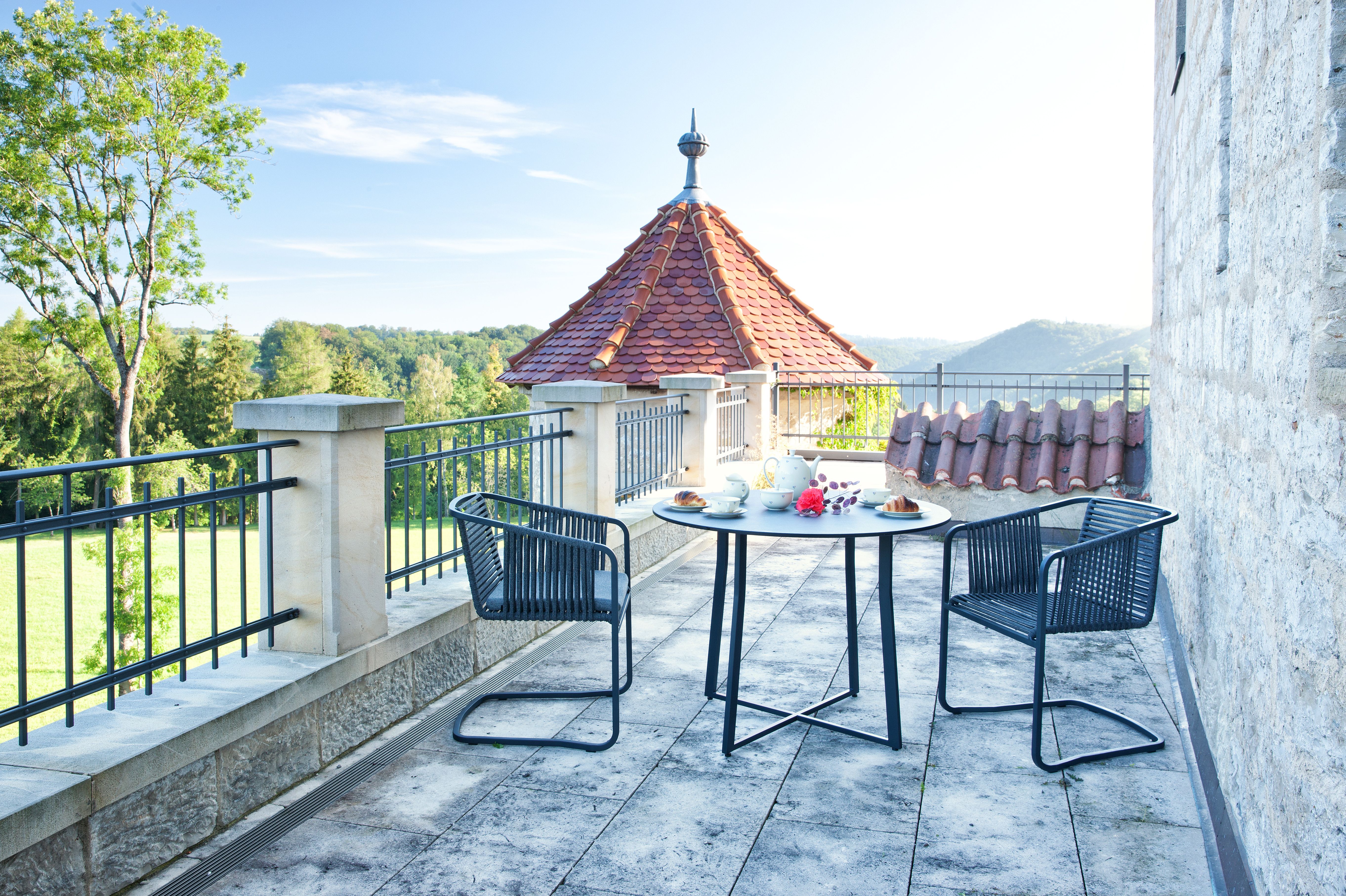 Freischwinger Gartenstuhl Suite 6-er Set mit Sitz und Rückenkissen