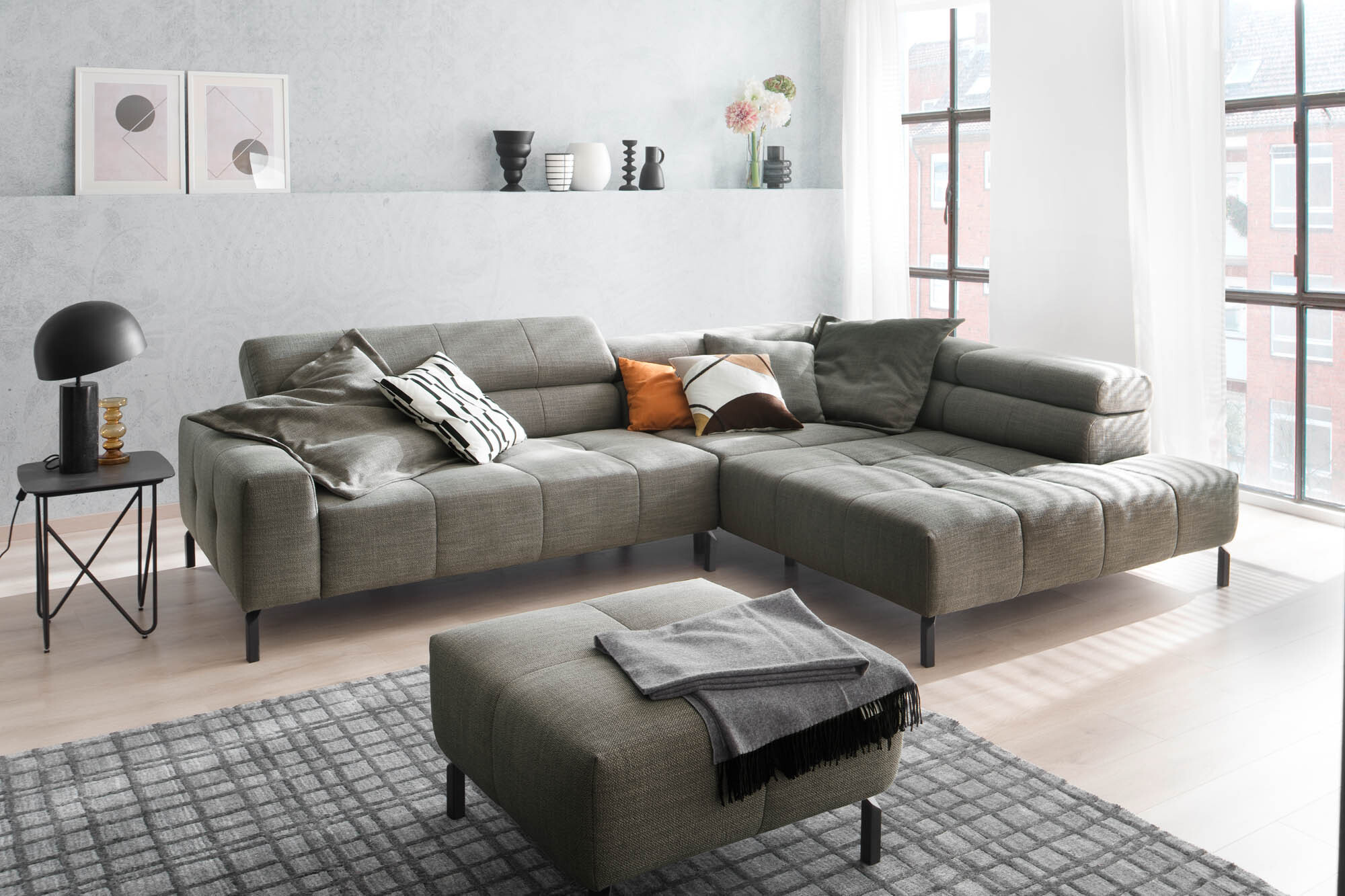 Designer-Ecksofa Stilecht Caspar